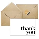 Paper Play Thank You Cards Bulk Pack of 40 White, 5x3.5 Inches with Matching Stickers & Envelopes, Minimalistic Design Suitable for Business, Baby Shower, Wedding, Small Business, Graduation, Funeral