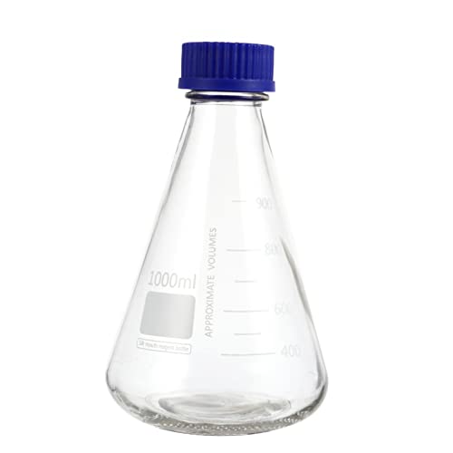 OKUMEYR 1000ml Konische Glasflasche Mit Schraubverschluss Erlenmeyer Kolben Für Laborarbeiten Chemie Experimente Und Wissenschaftliche Anwendungen Hochwertiges Präzise