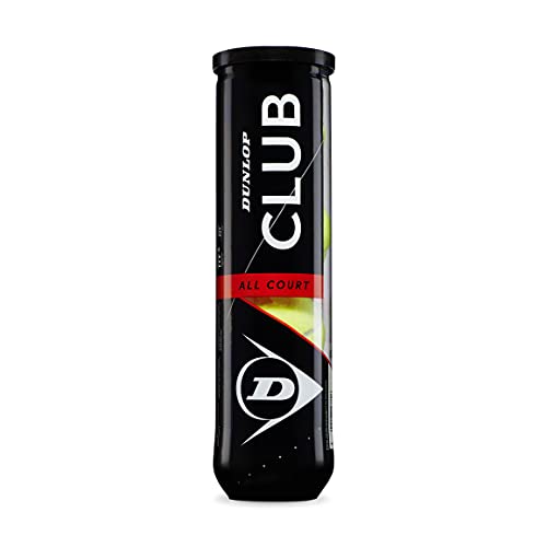 DUNLOP Tennis Ball Club All Court - for Clay Hard Court and Grass (1x4 Tin), Yellow, 4 Balls - Image 2