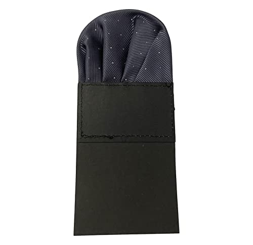 Cotim Coyin Polka Dot Prefolded Suit Pocket Squares, Pre-Folded Card Solid Color Handkerchief for Men, Grey