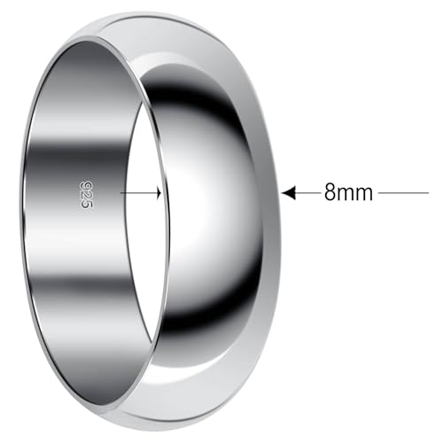 Gem Avenue Men's 925 Sterling Silver 8mm Comfort-fit Wedding Band Ring3