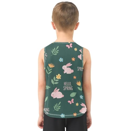 J JOYSAY Spring Rabbits Flowers Boys Tank Top Sleeveless Muscle Shirts Quick Dry Sport Workout Active Kids T-Shirts 3-15T3