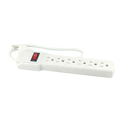 Iluminación, Home Improvement SANELEC 8622 Barra Multicontacto, 6 Entradas, Protección de Sobrecargas, Blanco, 25 cm