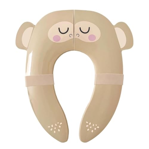 Image of Hippypotamus Travel Potty Seat for Toddler - Folding Potty Training Seat - Portable Toilet Seat Cover for Baby & Kids (BEIGE Monkey)