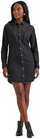 Semi Formal Country Formal Western Dresses Velvet Heart Women's Long Sleeve Button-Down Denim Mini Dress main image 3