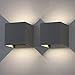 Klighten Lampade da parete a LED 12W, 2 pezzi Luci da esterno in alluminio per illuminazione regolabile da esterno su su giù, bianco naturale, IP65 Lampade da parete moderne, grigio scuro