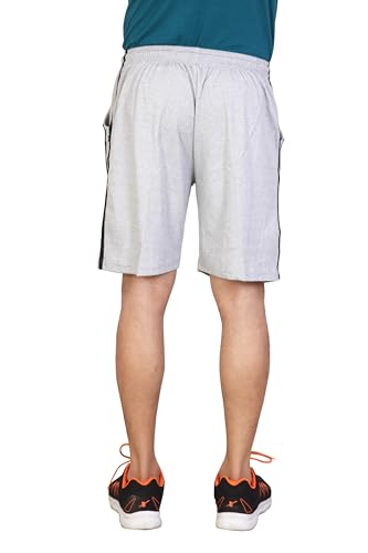 Image of Particle Men's Plus Size & Big Size Cotton Bermuda Shorts | 230 GSM Ribbed Fabric | Half Pants with Double Side Stripes (Waist 36-52 Inch) | Round Pocket