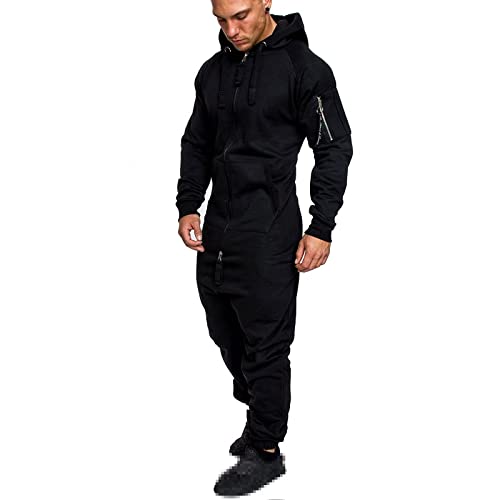 acelyn Men Fashion Camouflage Print Zip Up Long Sleeve One Pieces Jumpsuit Hooded Onesie Sweatsuit With Pocket2