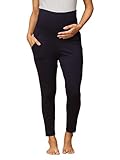 The Mom Store Women Comfy Maternity High Rise Leggings | Comfortable | Soft | Pre and Post Pregnancy | Color - Navy Blue | Size - Medium