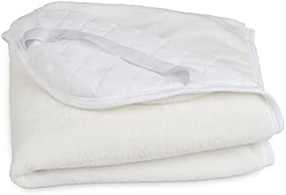 Cot Mattress Topper Protector in Cosy Fleece for Extra Comfort and Warmth - 120 x 60 cm - Reverse Side in Quality Quilting with Corner Straps - Made in Portugal