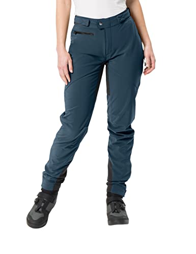 VAUDE Qimsa Softshell Pants II Fahrradhose Damen, Winddichte Softshellhose Damen für Ganzjahres-Biker, Fahrradhose Winter Damen atmungsaktiv & wasserabweisend – in Blau, Größe: 40