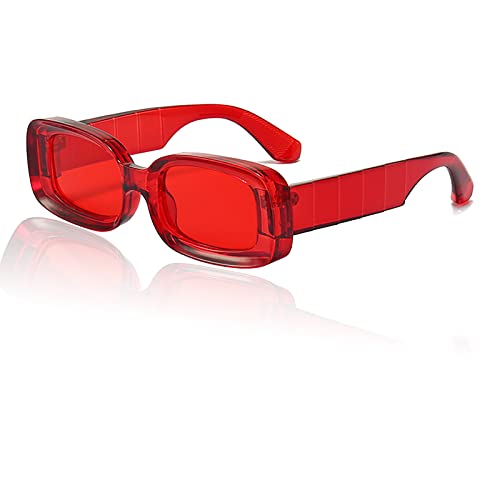 Mriendao Trendy Rectangle Sunglasses for Women Men Fashion Chunky Thick