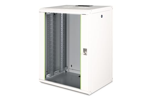 DIGITUS Armario de Red, Rack de 19 Pulgadas, 16U, Montaje en la Pared, Profundidad 450 mm, Capacidad de Carga 100 kg, Serie Unique, Gris