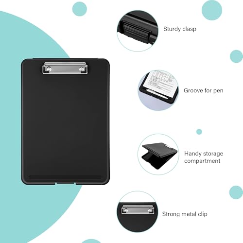 Image of oddpod Praise A4 Clip Pad /Clipboard with Storage Case for Paper and Document Storage 83002 (Black)