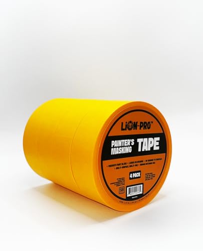 Image of Lion-Pro Painter's Masking Tape, 1.4 Inch Wide (2 in. x 55 Yds), Professional-Grade, High Adhesion, Ideal for Multi-Surface Use, 4 Rolls (4, Chrome Yellow, 1.4 INCH)