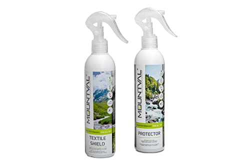 Zestaw Mountval Protector, 2 x 300ml, Mountval Textile Shield do Odzieży, Mountval Protector do Obuwia, Skóra, Nubuk, Zamsz, Tkanina & GORE-TEX