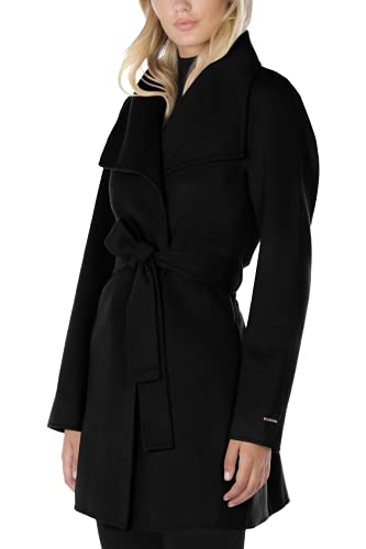 Tahari Womens Wool Wrap Coat With Tie Belt Jacket, Black, X-Small Us #TOP1