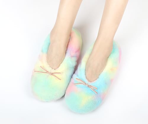 Image of Keyela Women's Ballerina Slippers,Non-Slip Bedroom Slippers Socks | Soft fuzzy slipper socks for ladies Indoor home slippers Cozy sock slippers Ballet Slippers