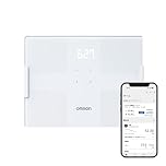 OMRON Body Composition Meter KRD-503T-W: White Body Scan Scale with Glass Electrode and LED Display