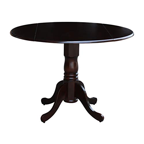 International Concepts Round Dual Drop Leaf Pedestal Table, 42-Inch, Rich Mocha