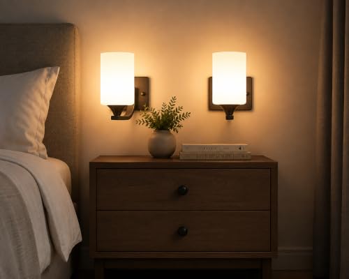 Image of Home Decor Wall Lights Glass Lamp Shade with Premium Finish & E27 Bulb Holder for Living Room, Bedroom, Balcony, Kitchen, Cafes | Decorative Night Lamps Fixtures | Elegant Wall Hanging Lights