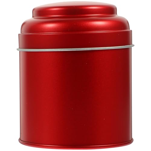 SEWACC Lata De Té Hermética Pequeña 75x90 Mm Hojalata Doble Tapa Sellada, Color Rojo Mate, Para Almacenamiento De Té Suelto y Cocina, Bote Práctico Portátil