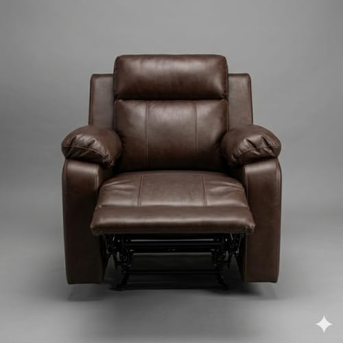 Image of Amazon Brand - Solimo Elira | Single Seater Sofa Recliner | Manual Recliner (Leatherette Brown)