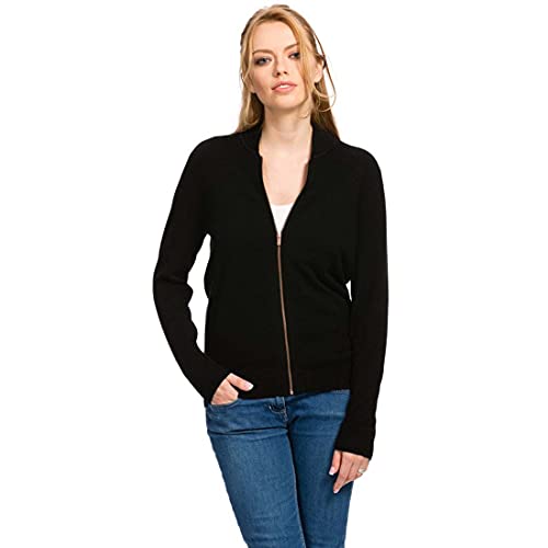 Women Cardigan Full Zip - 100% Cashmere Long Sleeve Jacket Sweater for Women Medium Weight