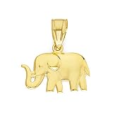 Ice on Fire Jewelry 2043-14 10k 10k Real Solid Gold Elephant Pendant, The Symbol of Wisdom and Maternal Instinct, Dainty Lucky Jewelry Gifts for Her, Yellow
