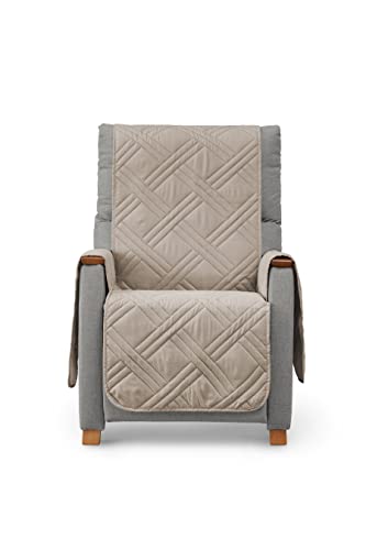 Textilhome - Housse de canapé 1 Place Luka, Housse Fauteuil Relax et Fauteuil Oreilles rembourré mesurent 55 cm. Réversible Protégé Canapes. Beige
