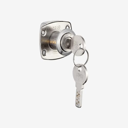 Image of Dorset Secura Drawer Lock | Suitable Panel Thickness : 20 mm Drawer | Lock for Drawers and Cabinets | 2 Dimple Keys, Silver Satin Finish | AL410(20)