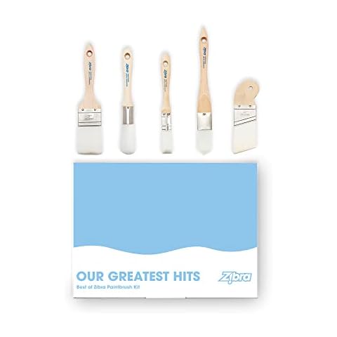 Zibra 5-Piece DIY Paint Brush Set with Detail and 2-inch Paint Brushes for Walls, Trim and Furniture, White Cover