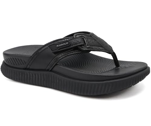 Image of KuaiLu Womens Orthotic Cushion Flip Flops Sport Recovery Walking Sandals for Women with Comfortable Arch Support - Adjustable Flatform Slip On Indoor Outdoor For Summer Casual