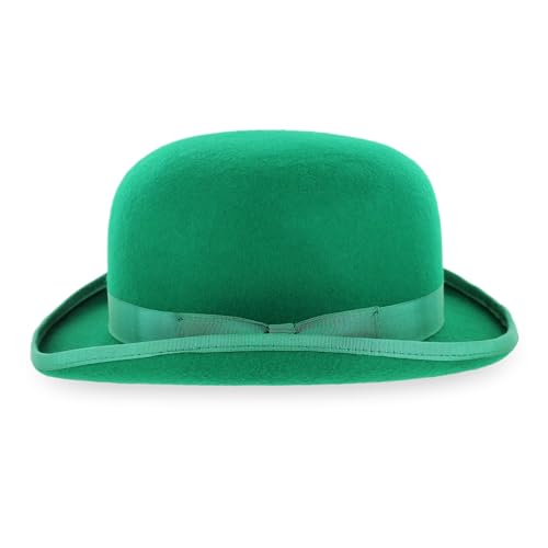 Belfry Mickey Irish Green Derby Hat with Feather and Liner (US Alpha Large Green)