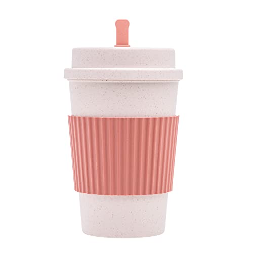 COPO PARA CAFÉ DE BAMBU E PP COM TAMPA E MEXEDOR COLORIDO 380ml