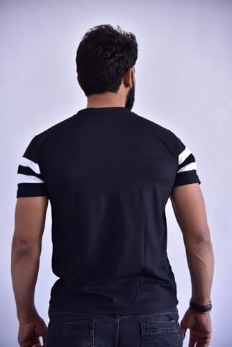 Image of Regular Fit Striped Round Neck Half Sleeve T-Shirt for Men