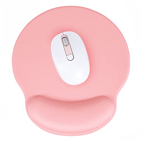 Hsurbtra Mouse Pad with Wrist Rest, Ergonomic, Waterproof, Comfort (Rose Gold, L 25 x 24 cm)
