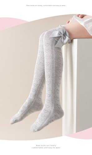 Image of Little Girl's Knee High Socks Over Calf Kids Overknee Stockings Bow Style