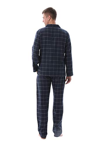 Cotton Pajamas For Men Button Down Flannel Pajamas Mens Sleepwear Plaid Pjs Set Warm Loungewear Nightwear #TOP2