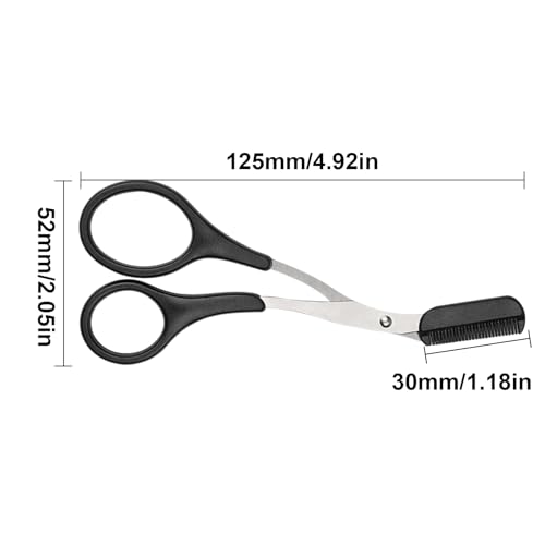 Augenbrauen Schere,Augenbrauenschere mit Kamm,Augenbrauenbürste,Augenbrauenkamm,Augenbrauenschneider,Edelstahl Beauty Augenbrauentrimmer,Shaper Scissors Bürste,Trimmer für Frauen und Männer (Schwarz)