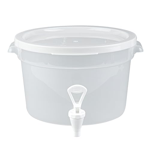 Restaurantware-Bev Tek 3 Gal Beverage Dispensers, 4 Dishwashable Juice Dispensers - Bases Sold Separately, Decals Included, Clear Plastic Drink Dispenser, Freezable, Serve Cold Beverages
