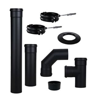 San Marco Kit Tubi stufe a Pellet da 80 mm in Acciaio Pesante Nero Verniciato Completo di guarnizioni