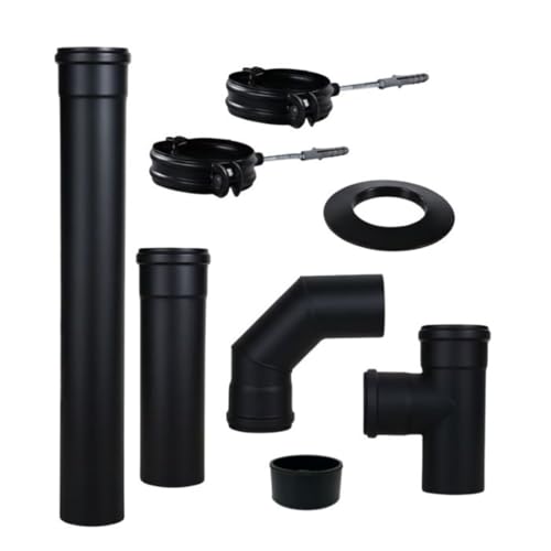 San Marco Kit Tubi stufe a Pellet da 80 mm in Acciaio Pesante Nero Verniciato Completo di guarnizioni