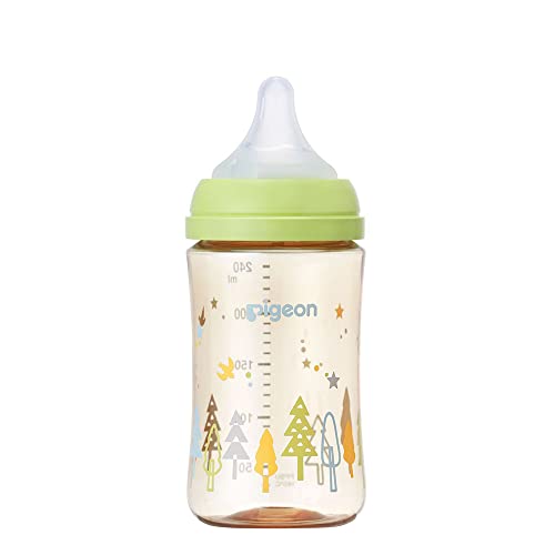 Pigeon Real Breastfeeding Bottle Tree Tree 240ml 3 Months ~ PPSU Yellow-Green