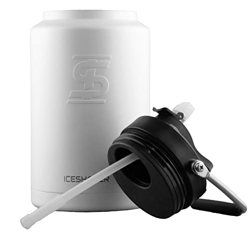 Ice Shaker Gallon Water Bottle Jug, Stainless Steel With Straw, As Seen On Shark Tank, Gronk Approved Insulated Water Bottle With Straw, White #TOP2