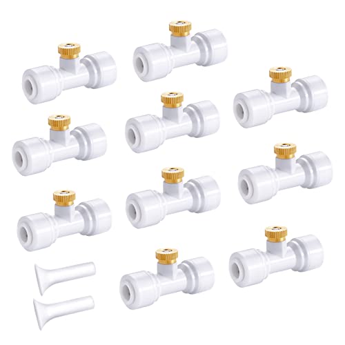 homenote 10 Pack Brass Misting Nozzles for Outdoor Cooling System, Mister Replacement Nozzles Tee and Plugs for 1/4" Tubing