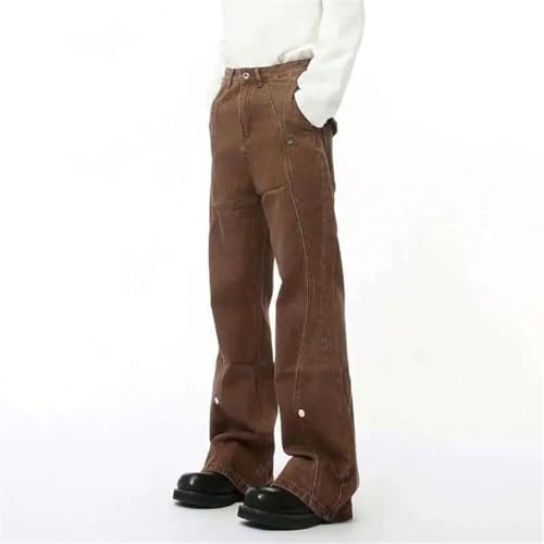 Men's Jeans Solid Color Boot-Cut Trousers Washing Straight Leg High Street Denim Pants2