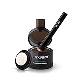 THICK FIBER Root Touch Up Powder - Water & Sweat Resistant Hair Loss Concealer Set for Thinning Hair Women, Includes Brush (Dark Brown)