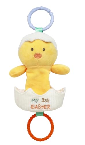 Image of Baby Starters Magic Years Easter Egg Rattle Toy with Pull and Jiggle Vibration Feature and Travel Hook, Multicolored Chick, My First Easter, 10 inch