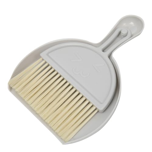 Mini Broom and Dustpan Set Plastic Gray, Mini Dustpan and Brush Set, Whisk Broom and Dustpan Set for Table Desktop Counter Drawer Keyboard Office Home Car Cleaning Small Animals